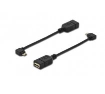 ASSMANN USB 2.0 HighSpeed OTG Adapter Cable microUSB B angled M/USB A F 0 15m bl ( AK 300313 002 S ) USB kabelis