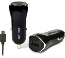 Car charger USB + microUSB 1A black ( Beli0002 ) iekārtas lādētājs
