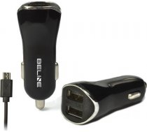 Car charger 2xUSB + microUSB 2.1A black ( Beli0004 ) iekārtas lādētājs