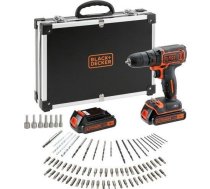 BLACK + DECKER Cordless Drill BDCDD12BAFC  10 8Volt (black / orange  suitcases  2x Li-Ion battery 1.5Ah  100-piece accessory kit) ( BDCDD12BAFC QW BDCDD12BAFC QW )