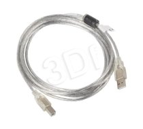 Lanberg Cable USB 2.0 AM-BM 3M Ferryt transparent ( CA USBA 12CC 0030 TR ) USB kabelis