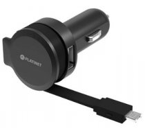 Paltinet PLCRRCC Universāls IC Auto Lādētājs USB 2.4A + Izvelkams Micro USB Kabelis Melns ( PLCRRCC 44650 ) iekārtas lādētājs