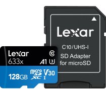 Lexar High-Performance 633x UHS-I micro SDXC  128 GB  Class 10  U3  V30  A1  45 MB/s  100 MB/s 843367119707 ( LSDMI128BB633A LSDMI128BB633A ) atmiņas karte
