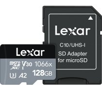 Lexar Professional 1066x UHS-I MicroSDXC  128 GB  Flash memory class 10  Black/Gray  120 MB/s  160 MB/s 843367121915 ( LMS1066128G BNANG LMS1066128G BNANG ) atmiņas karte