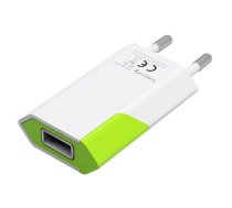 Slim USB charger 230V-  5V/1A white/green ( 100044 100044 100044 ) iekārtas lādētājs