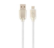 Gembird Premium rubber Micro-USB charging and data cable 1m white ( CC USB2R AMmBM 1M W ) USB kabelis