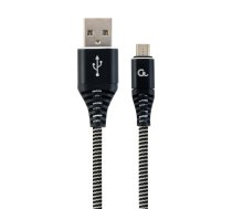 Gembird Premium cotton braided Micro-USB charging and data cable 2m black/white ( CC USB2B AMmBM 2M BW CC USB2B AMmBM 2M BW CC USB2B AMMBM 2M BW ) USB kabelis