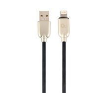 Gembird Premium rubber 8-pin charging and data cable 1m black ( CC USB2R AMLM 1M ) USB kabelis