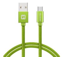 Swissten Textile Quick Charge Universāls Micro USB Datu un Uzlādes Kabelis 0.2m Zaļš ( SW QU MICR USB 0.2 GRE SW QU MICR USB 0.2 GRE ) USB kabelis