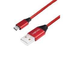 LOGILINK - USB-A 2.0 cable to micro-USB male red 0.3m ( CU0151 ) USB kabelis