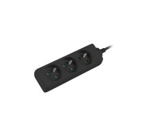 Power strip 3m  black  3 sockets  cable made of solid copper ( PS0 03E 0300 BK PS0 03E 0300 BK ) elektrības pagarinātājs