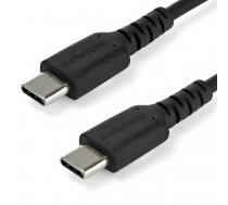 StarTech.com 1m USB C Charging Cable - Durable Fast Charge Sync USB 3.1 Type C to C Charger Cord - TPE Jacket Aramid Fiber M/M 60W Black - ( RUSB2CC1MB ) kabelis vads
