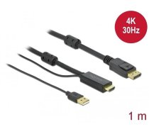 Cable HDMI(M)-Displayport (M)4K 1 M USB A(M) black ( 85963 85963 85963 ) kabelis video  audio