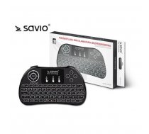 Savio KW-02 Bezvadu Kompakta Klaviatūra PC / PS4 / XBOX / Smart TV / Android + TouchPad Melna (Ar Apgaismojumu) ( KW 02 KW 02 ) klaviatūra
