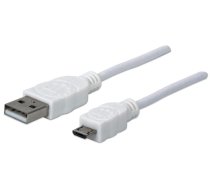 Manhattan USB 2.0 Anschluskabel 1 8m A-St/Micro-B-St. weis ( 324069 324069 324069 ) USB kabelis