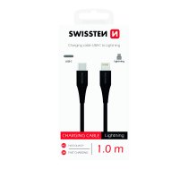 Swissten Basic Universāls Quick Charge 3.1 USB-C uz Lightning Datu un Uzlādes Kabelis 1m Melns ( SW QU TYPCLIGHT1M BK ) iekārtas lādētājs