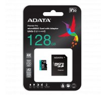 ADATA 128GB Premier Pro MICROSDXC R/W up to 100/80 MB/s with Adapter ( AUSDX128GUI3V30SA2 RA1 MicroSDXC 3512972 ) atmiņas karte