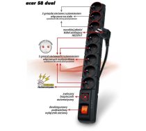 Listwa zasilajaca HSK Data Acar S8 dual (W1749) ( W1749 W1749 ) elektrības pagarinātājs