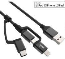InLine 3-in-1 - USB Cable - USB (M) to Micro-USB Type B (M) - USB2.0 - 1.5m - Black (31415S) ( 31415S Inline_ 31415S ) kabelis vads