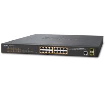 PLANET 16-Port 10/100/1000T 802.3at PoE + 2-Port 100/1000X ( GS 4210 16P2S ) komutators