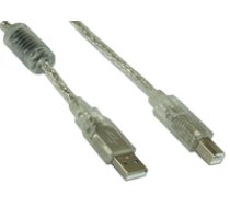 InLine USB 2.0 Kabel A an B with Ferritkern - transparent 1m ( 34510 Inline_ 34510 ) USB kabelis