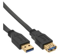 Kabel USB InLine UltraPlaski przedluzacz Typ A meski - A zenski pozlacany Black 0.5m (34650F) ( 34650F 34650F 34650F ) USB kabelis