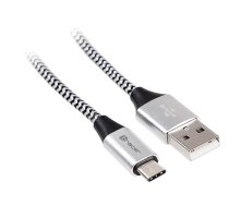 Cable TRACER USB 2.0 TYPE-C A Male - C Male 1 0m black-silver ( TRAKBK46265 ) kabelis vads