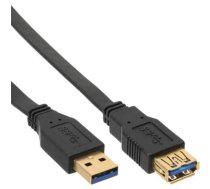 Kabel USB InLine UltraPlaski przedluzacz Typ A meski - A zenski pozlacany Black 1m (34610F) ( 34610F Inline_ 34610F ) USB kabelis