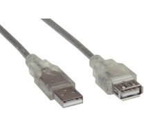 InLine USB 2.0 Verlangerung St/Bu Typ A - transparent 2m ( 34618 Inline_ 34618 ) USB kabelis