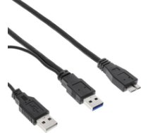 Kabel USB InLine 1m USB 3.0 Y-Kabel 2x A  Micro B  Black  (35415Y) ( 35415Y 35415Y 35415Y ) USB kabelis