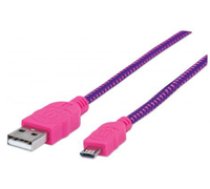 USB Kabel Manhattan A - micro B St/St  1.8m pink/lila ( 352741 352741 352741 ) USB kabelis