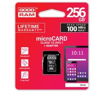 GOODRAM microSD card 256GB CL10 UHS I + adapter ( M1AA 2560R12 M1AA 2560R12 M1AA 2560R12 ) atmiņas karte