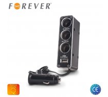 Forever 12/24V Socket splitter + USB 500mAh lādētājs (auto str vas 12/24V ligzdas sadalītājs no 1 uz 3 ar vadu) ( GSM001530 ) iekārtas lādētājs