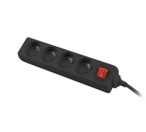 Power strip 1.5m  black  4 sockets  with switch  cable made of solid copper ( PS1 04E 0150 BK PS1 04E 0150 BK ) elektrības pagarinātājs