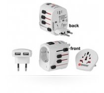 MicroConnect  SKROSS World Adapter Dual USB  2- and 3-Pole ( PETRAVEL12 PETRAVEL12 PETRAVEL12 ) adapteris