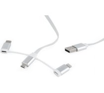 Gembird USB Male - MicroUSB/Type C/Lightning Male 1m White ( CC USB2 AMLM32 1M W ) USB kabelis