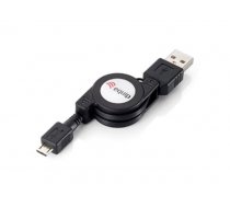 Equip micro USB 2.0 cable AM - MBM5P 1m black  retractable ( 128595 128595 128595 ) USB kabelis