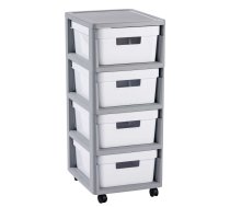 Curver Kumode uz riteniem ar 4 kastem 11L Infinity 30x36x69cm peleka/balta 0804355Y36 ( 3253924355016 231559 50378 CRV231559 )