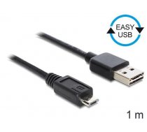 Delock Cable EASY-USB 2.0-A male  USB 2.0 micro-B male 1 m  black ( 83366 83366 83366 ) USB kabelis