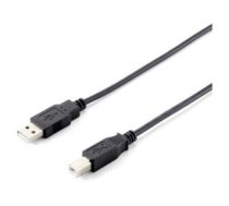 Equip USB 2.0 cable AM- BM 3m black double shielding ( 128861 ) USB kabelis