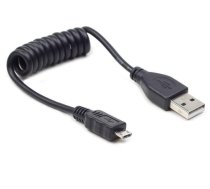 Gembird micro USB cable 2.0 coiled cable black 0.6m ( CC MUSB2C AMBM 0.6M ) USB kabelis