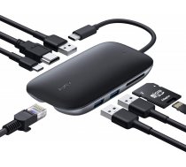 CB-C71 aluminium HUB USB-C  8in1  RJ45 Ethernet 10/100/1000Mbps  3xUSB 3.1  HDMI 4k@30Hz  SD  microSD  USB-C Power Delivery 100W ( CB C71 CB C71 CB C71 ) USB centrmezgli