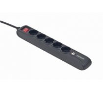 Energenie power strip with USB charger  5 sockets  USB 2A  1.5m  black ( SPG5 U2 5 SPG5 U2 5 SPG5 U2 5 ) elektrības pagarinātājs