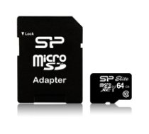 Silicon Power Micro SDCard 64GB Silicon Power UHS-1 Elite/class10  w/ada ( SP064GBSTXBU1V10 SP SP064GBSTXBU1V10 SP SP064GBSTXBU1V10 SP ) atmiņas karte