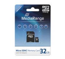 MediaRange SD MicroSD Card 32GB SD CL.10 inkl. Adapter ( MR959 ) atmiņas karte