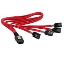 InLine SAS-Kabel (OCR)  1x Mini-SAS zu 4x SATA  0 5m - red ( INLINE 27620 27620 27620 ) kabelis datoram