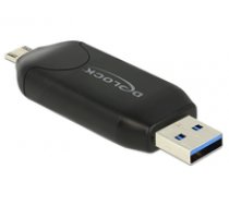 DeLOCK Micro USB OTG card reader + USB 3.0 A plug (black) ( DE 91734 91734 91734 ) karšu lasītājs