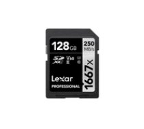 Lexar Professional 1667x UHS-II SDXC  128 GB  High-speed  Class 10  UHS Speed Class 3 (U3) and Video Speed Class 60 (V60)  120 MB/s  250 MB/ ( LSD128CB1667 LSD128CB1667 LSD128CB1667 ) atmiņas karte