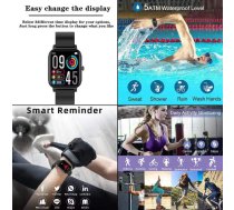 Riff T500 IPS Touch Alumīnija Sporta Smart Pulkstenis ar Pulsometru un Asins spiediena mērītāju Melns ( T500 BK T500 BK RF T500 T500 BK ) Viedais pulkstenis  smartwatch