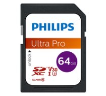 Philips SDXC Card           64GB Class 10 UHS-I U3 V30 A1 ( FM64SD65B/00 FM64SD65B/00 FM64SD65B/00 ) atmiņas karte